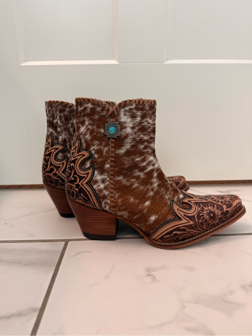 Myra Bag Brown and White Mesa Hideaway Booties